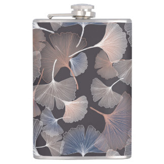 Ginkgo leaves: elegant natural pattern. hip flask