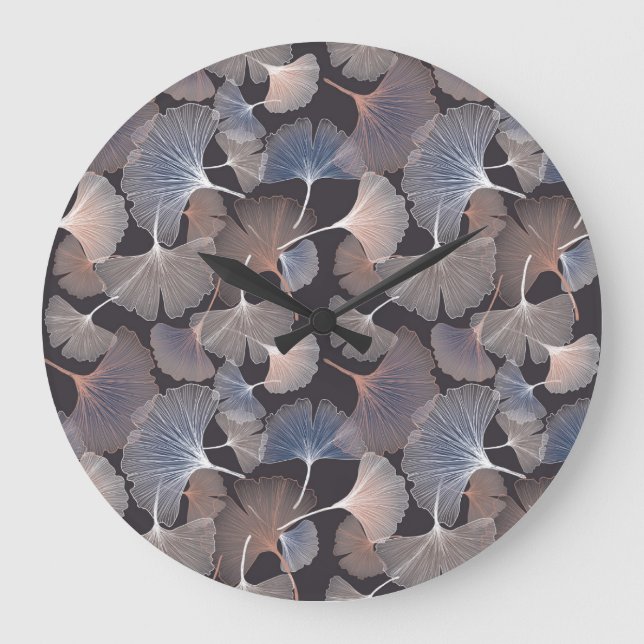 Ginkgo leaves: elegant natural pattern. large clock (Front)