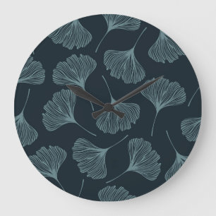 Ginkgo Leaves: Elegant Seamless Pattern. Large Clock