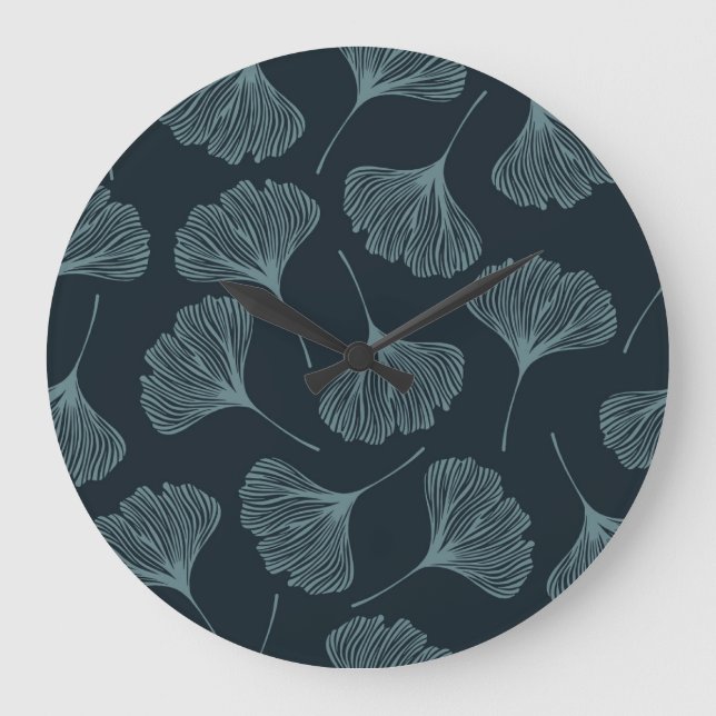 Ginkgo Leaves: Elegant Seamless Pattern. Large Clock (Front)