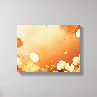 Ginkgo leaves gold orange black canvas print