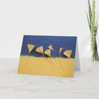 ginkgo leaves on handmade paper greeting card