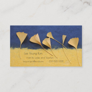 Ginkgo leaves on handmade paper mum calling card