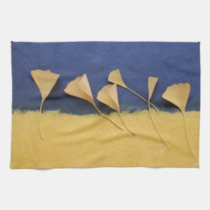 Ginkgo leaves on handmade paper tea towel