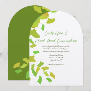Ginkgo Leaves on Lime Wedding Small 4 x 5 Invitation