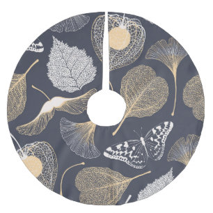 Ginkgo Leaves: Seamless Floral Elegance. Brushed Polyester Tree Skirt