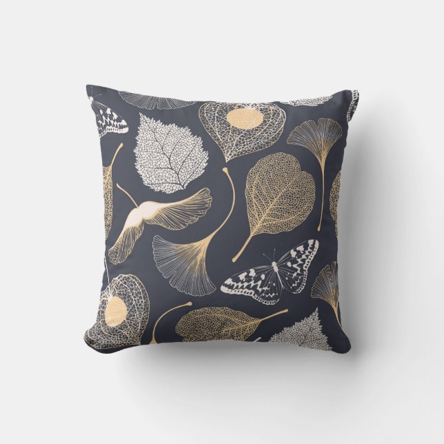 Ginkgo Leaves: Seamless Floral Elegance. Cushion (Front)
