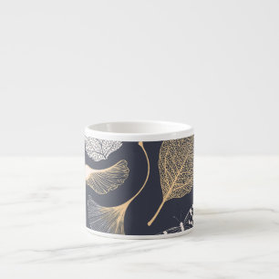 Ginkgo Leaves: Seamless Floral Elegance. Espresso Cup