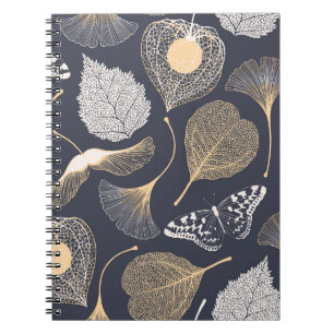 Ginkgo Leaves: Seamless Floral Elegance. Notebook