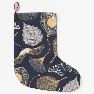 Ginkgo Leaves: Seamless Floral Elegance. Small Christmas Stocking