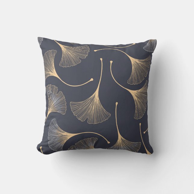 Ginkgo Leaves Seamless Floral Pattern Cushion (Front)