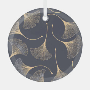 Ginkgo Leaves Seamless Floral Pattern Glass Tree Decoration