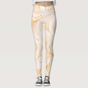 Ginkgo Leaves: Seamless Floral Pattern. Leggings