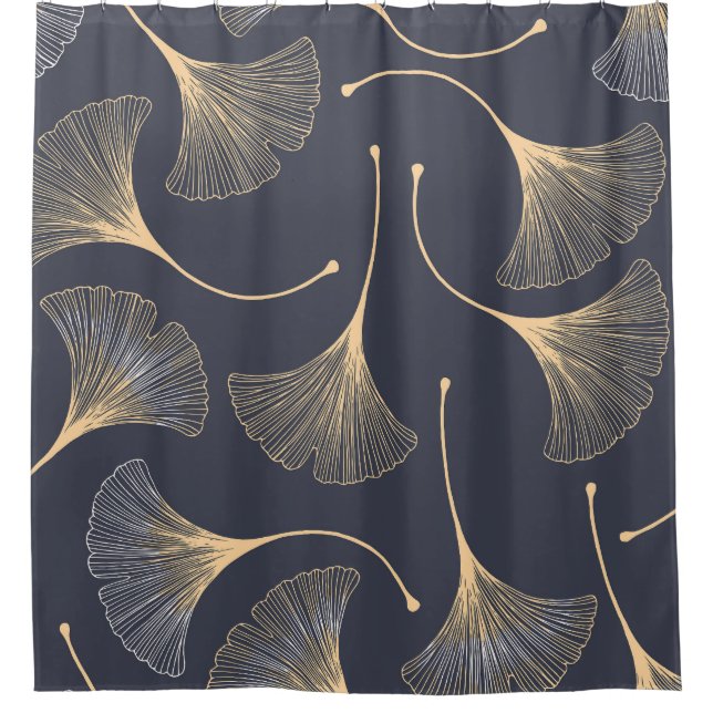 Ginkgo Leaves Seamless Floral Pattern Shower Curtain (Front)
