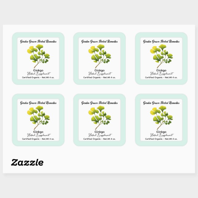 Ginkgo Leaves Square Sticker Product Label (Sheet)