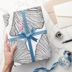 Ginkgo leaves Wrapping paper. Black and white Paper