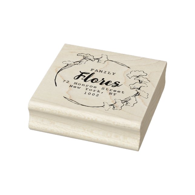 Ginkgo leaves wreath Personalise Name  Rubber Stamp (Stamp)