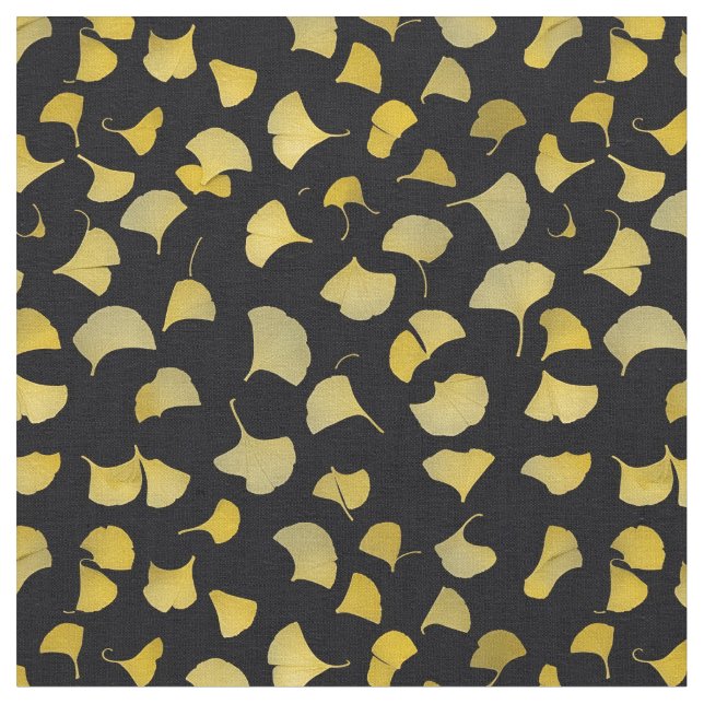 Ginkgo Leaves - Yellow Fabric (Close Up)
