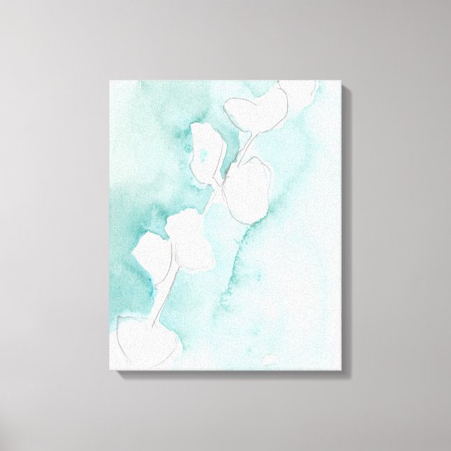 Ginkgo on Dusty Teal - White Canvas Print (Front)