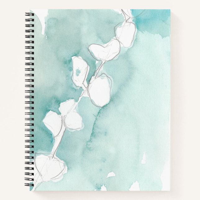 Ginkgo on Dusty Teal - White Notebook (Front)