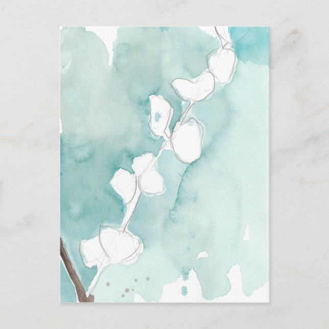 Ginkgo on Dusty Teal - White Postcard (Front)