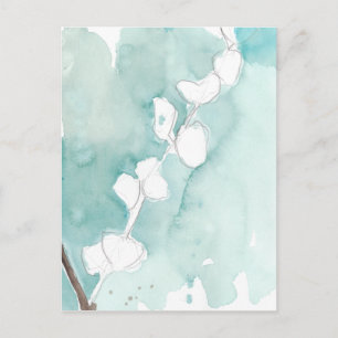 Ginkgo on Dusty Teal - White Postcard