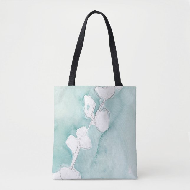 Ginkgo on Dusty Teal - White Tote Bag (Front)