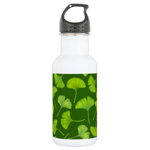 Ginkgo pattern on dark green 532 ml water bottle