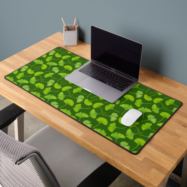 Ginkgo pattern on dark green desk mat (Office 2)