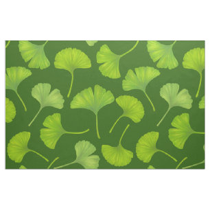 Ginkgo pattern on dark green fabric