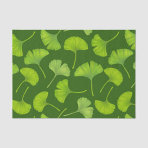 Ginkgo pattern on dark green tissue paper