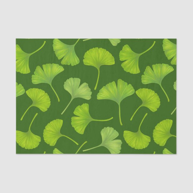 Ginkgo pattern on dark green tissue paper (Front)