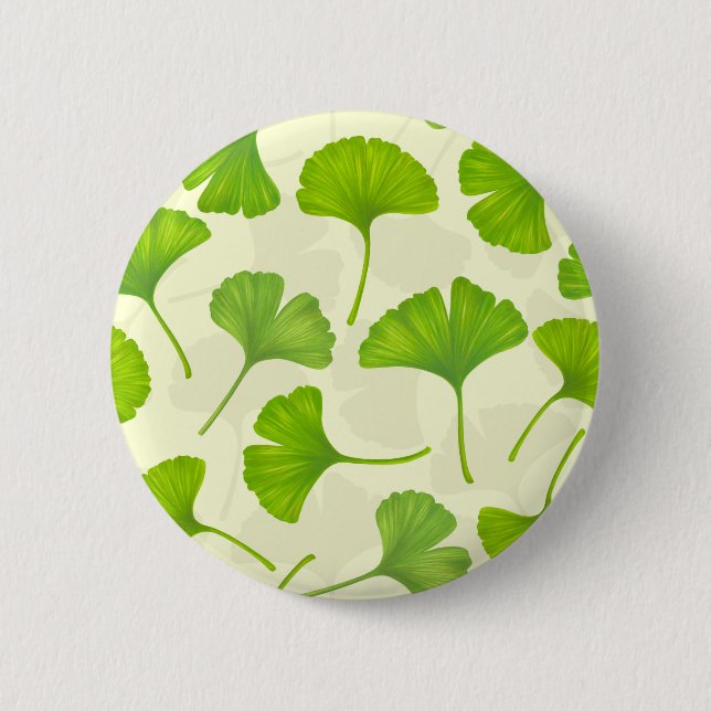 Ginkgo pattern on off white 6 cm round badge (Front)