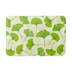 Ginkgo pattern on off white bath mat