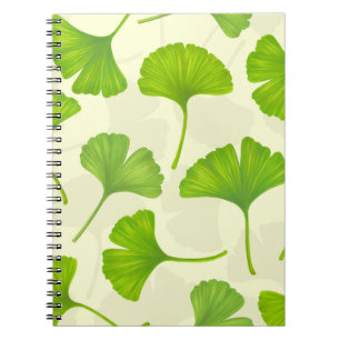 Ginkgo pattern on off white notebook