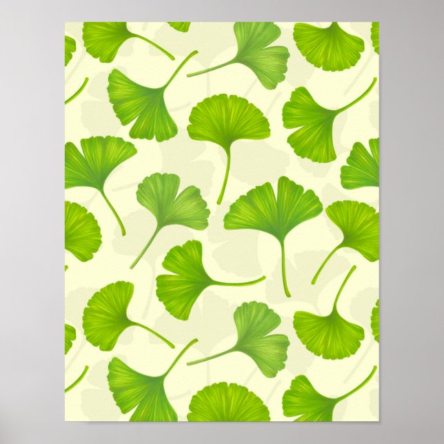 Ginkgo pattern on off white poster (Front)