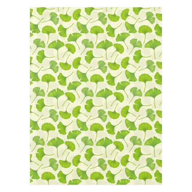 Ginkgo pattern on off white tablecloth (Front)