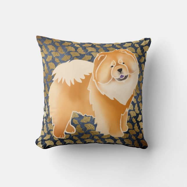 GINKGO red chow pillow -choose fabric and size (Front)