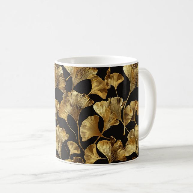 Ginkgo Seamless Leaf Pattern Coffee Mug (Front Right)