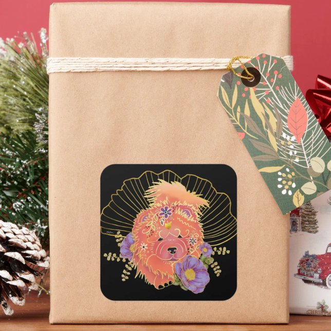 GINKGO SPIRIT Chow dog Square Sticker (Creator Uploaded)