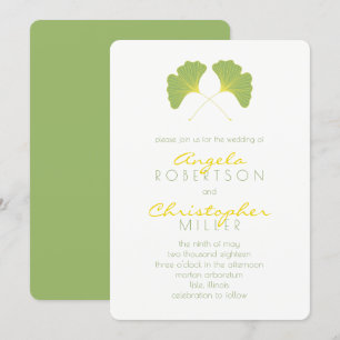 Ginkgo Spring Green Leaves Wedding 2 Invitation