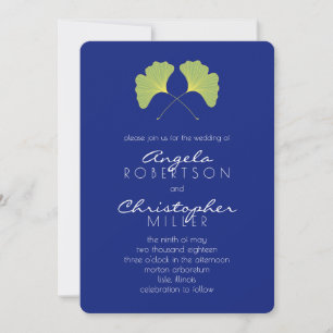 Ginkgo Spring Green Leaves Wedding Invitation