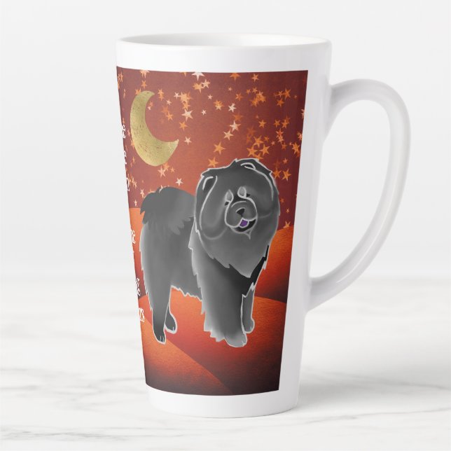 GINKGO the black chow -Customizable text Latte Mug (Right)