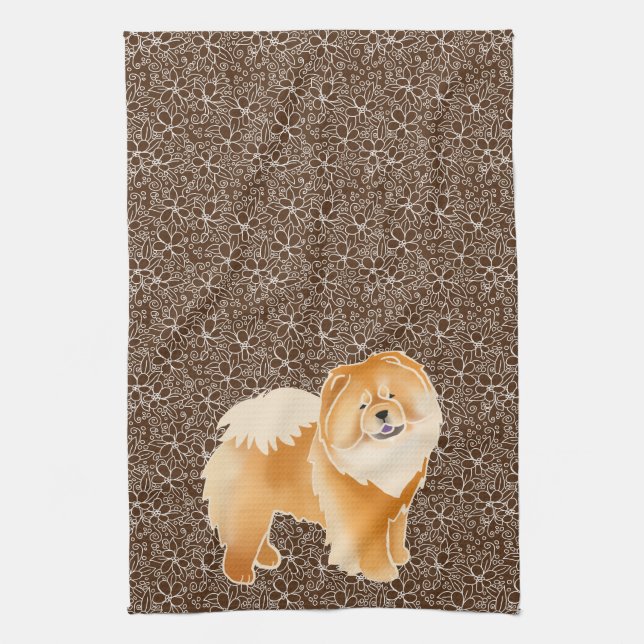 GINKGO the Red Chow - brown Kitchen towel (Vertical)
