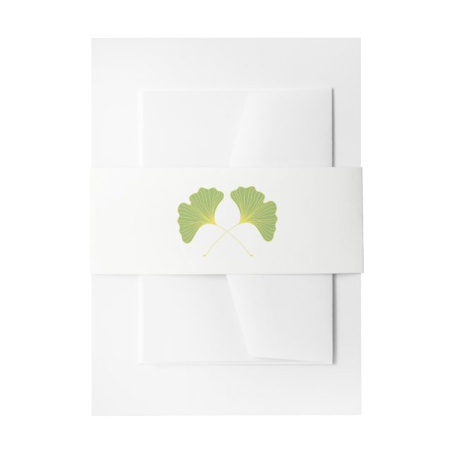 Ginkgo Tree Leaves Spring Green Invitation Belly Band (Front Example)