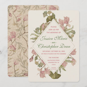 Ginkgo Watercolor Floral Wedding Invitation
