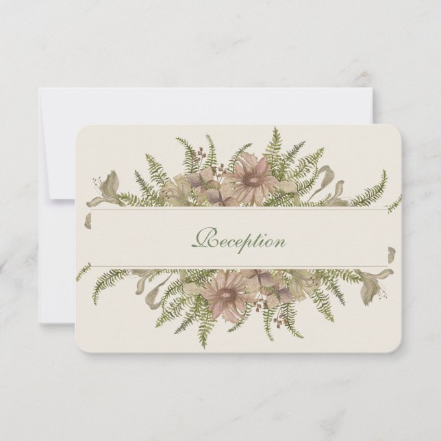Ginkgo Watercolor Floral Wedding Reception Card (Front)