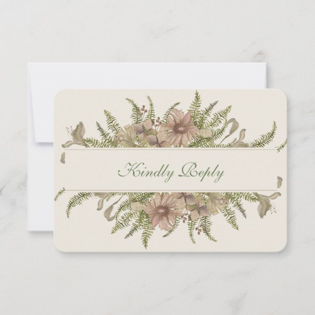 Ginkgo Watercolor Floral Wedding RSVP (Front)