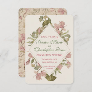 Ginkgo Watercolor Floral Wedding Save the Date Invitation