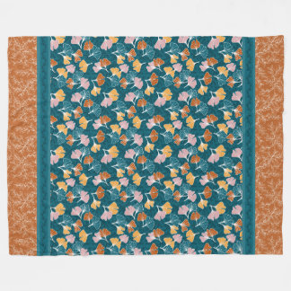 Ginkgos on Ocean Blue with Terracotta Blanket